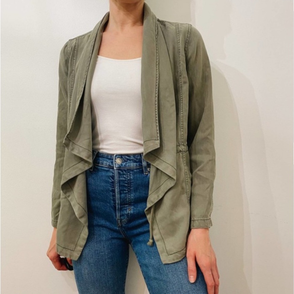 Altar'd State Women's S Olive Army Green Lightweight Drape Front Shawl Jacket